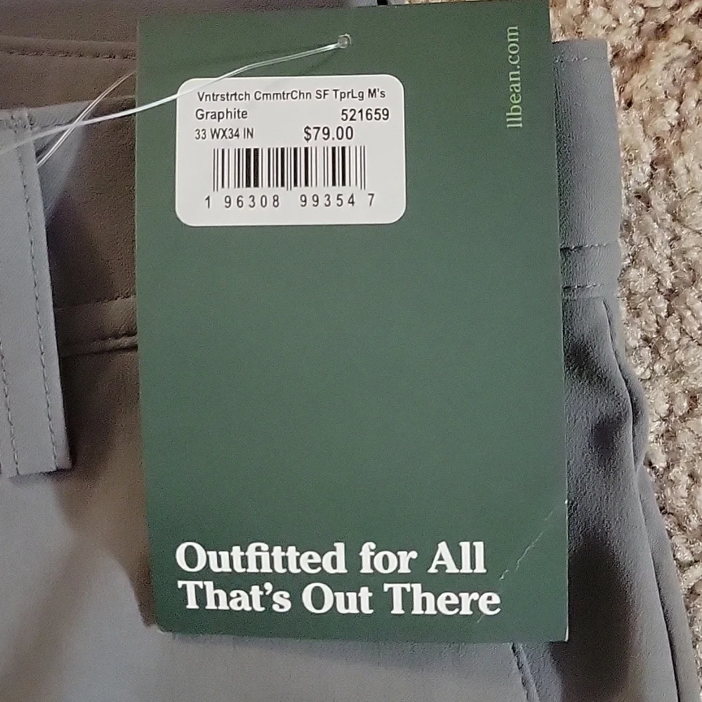NWT L.L.Bean Venture Stretch Pants, Size 33x34 - Picture 4 of 6